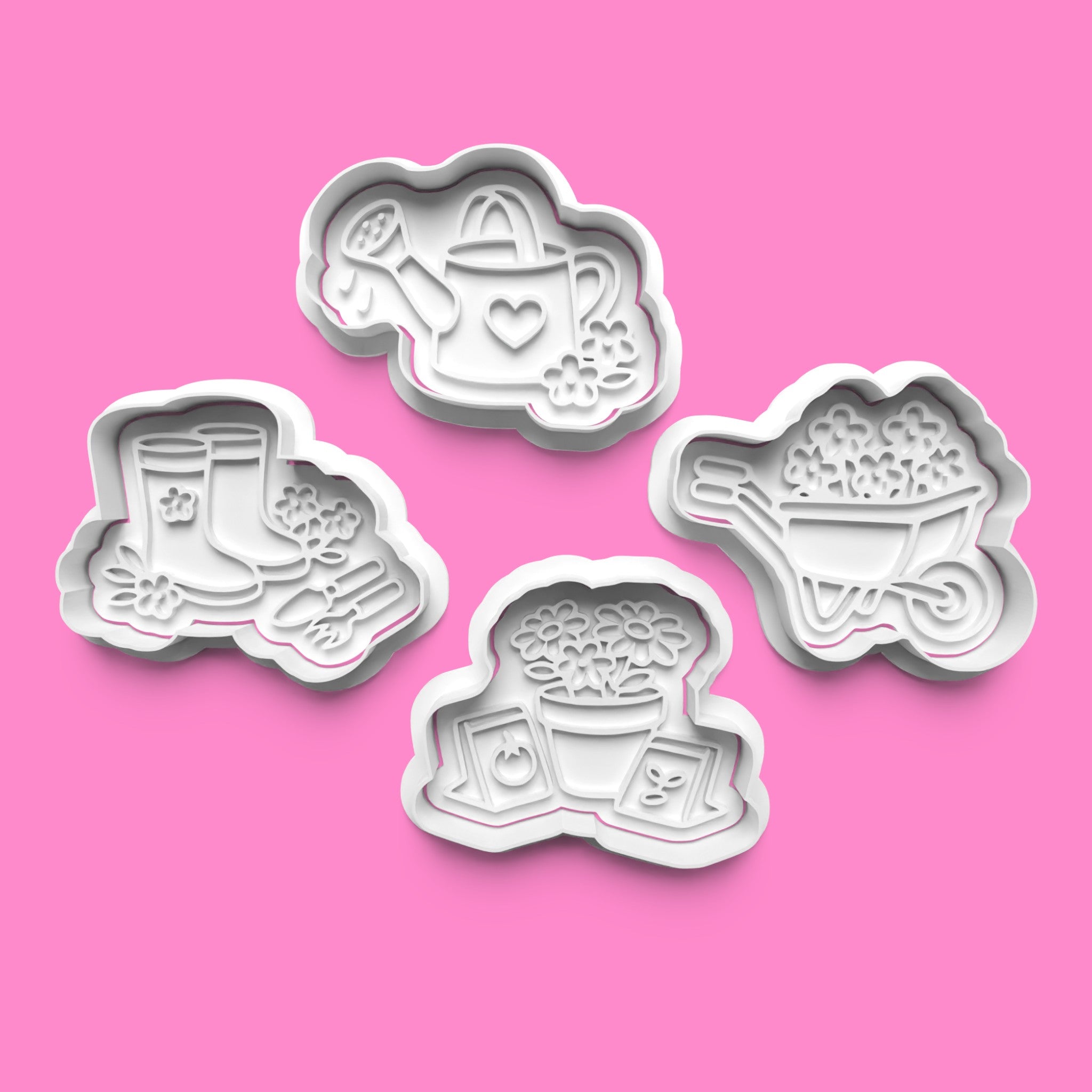 Garden Theme Cookie Cutter Set | Watering Can, Wheelbarrow & Floral Designs | Multiple Sizes