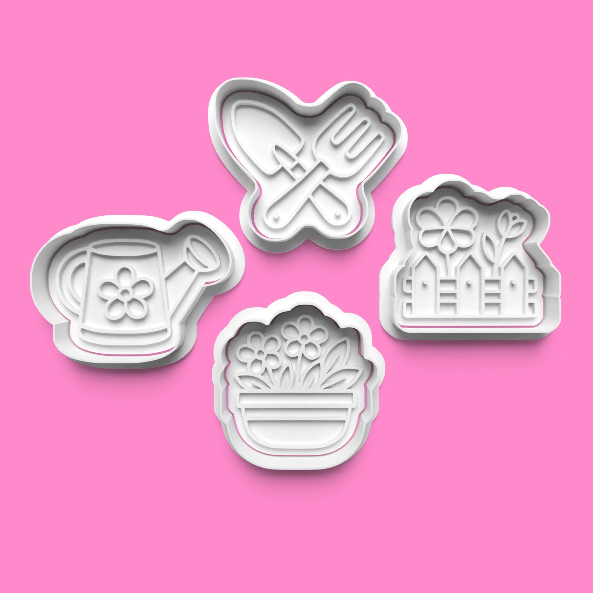 Garden & Springtime Cookie Cutter Set | Watering Can, Potted Flowers, Garden Tools & Fence Designs | Multiple Sizes
