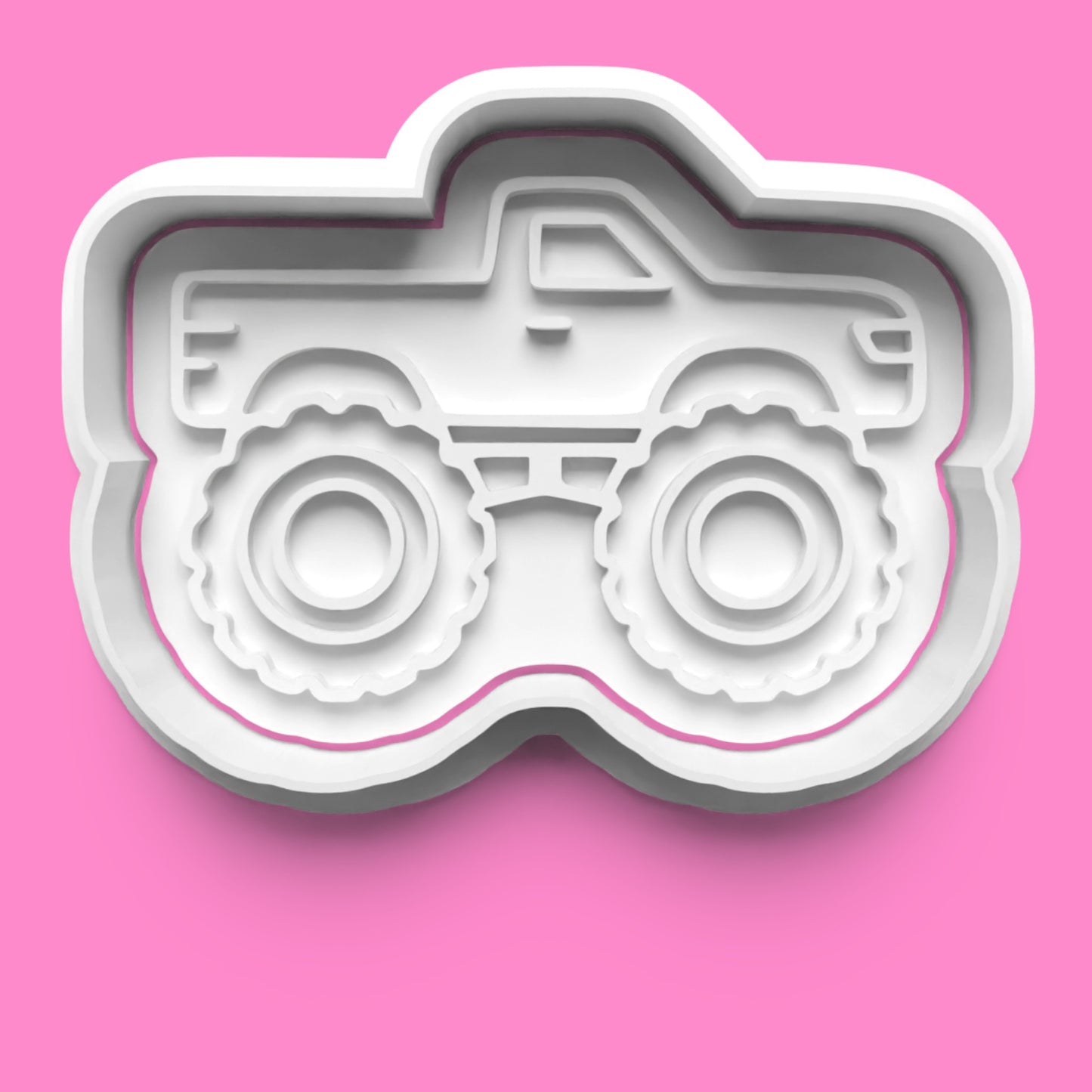 Monster Truck Stunt Cookie Cutter Set | Front, Side, Flaming Tire & Logo Designs | Multiple Sizes