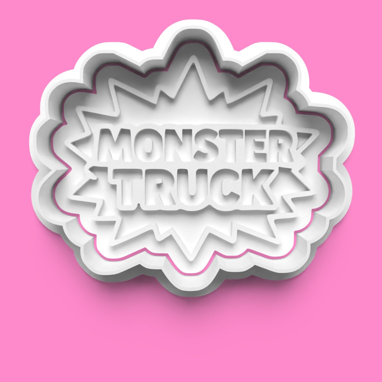 Monster Truck Stunt Cookie Cutter Set | Front, Side, Flaming Tire & Logo Designs | Multiple Sizes