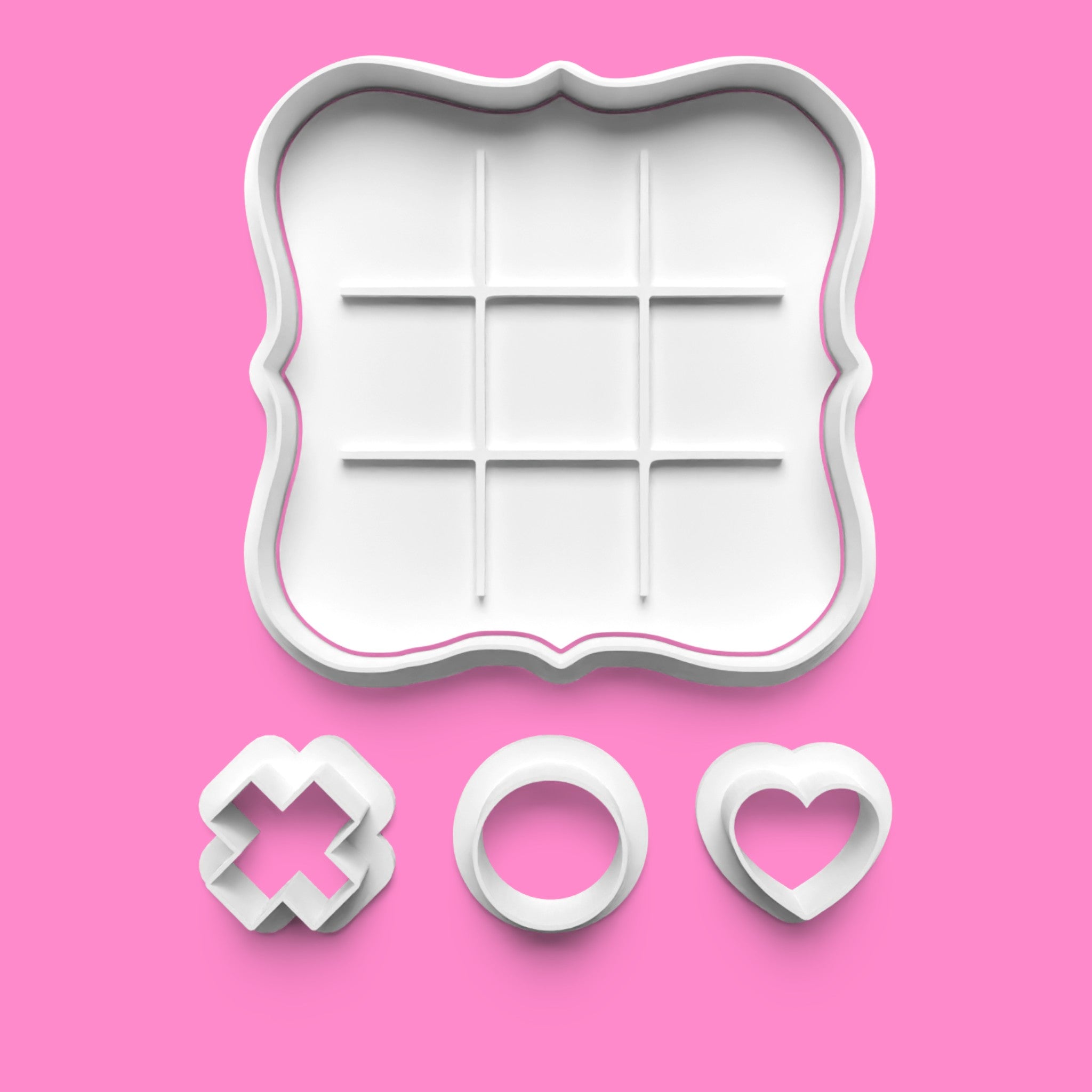 Tic-Tac-Toe Cookie Cutter Set with Heart, X, & O Mini Cutters