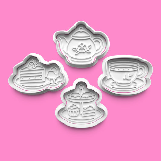 Afternoon Tea Party Cookie Cutter Set - Teapot, Teacup, Cake, and Tiered Stand