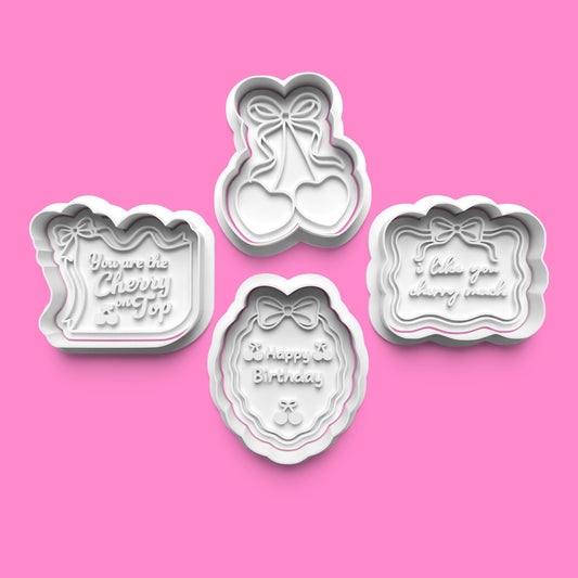 Cherry Pun Cookie Cutter Set - "Cherry on Top" & "Cherry Much" Bow Collection