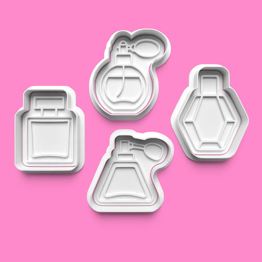 Perfume Bottle Cookie Cutter Set - 4 Piece Vintage & Modern Fragrance Shapes