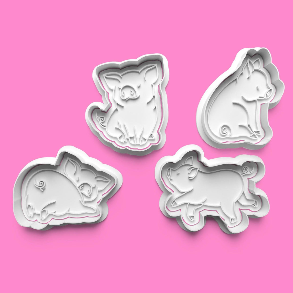 Little Pig Cookie Cutter Set | 3D Printed Cute Pig Face and Farm Animal Cookie