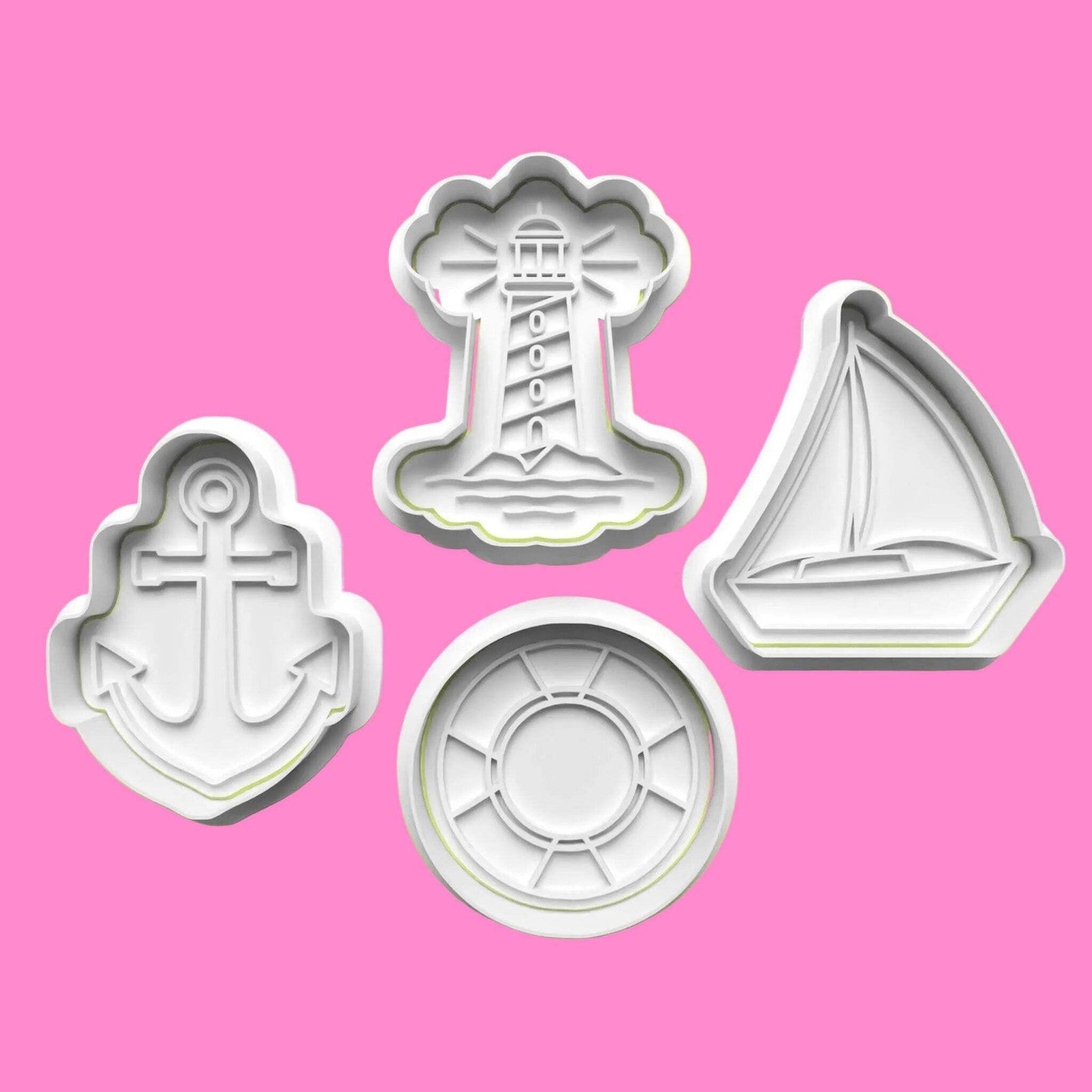 Lighthouse Sea Scene Cookie Cutter and Embosser Stamp Set. Handmade gift item.
