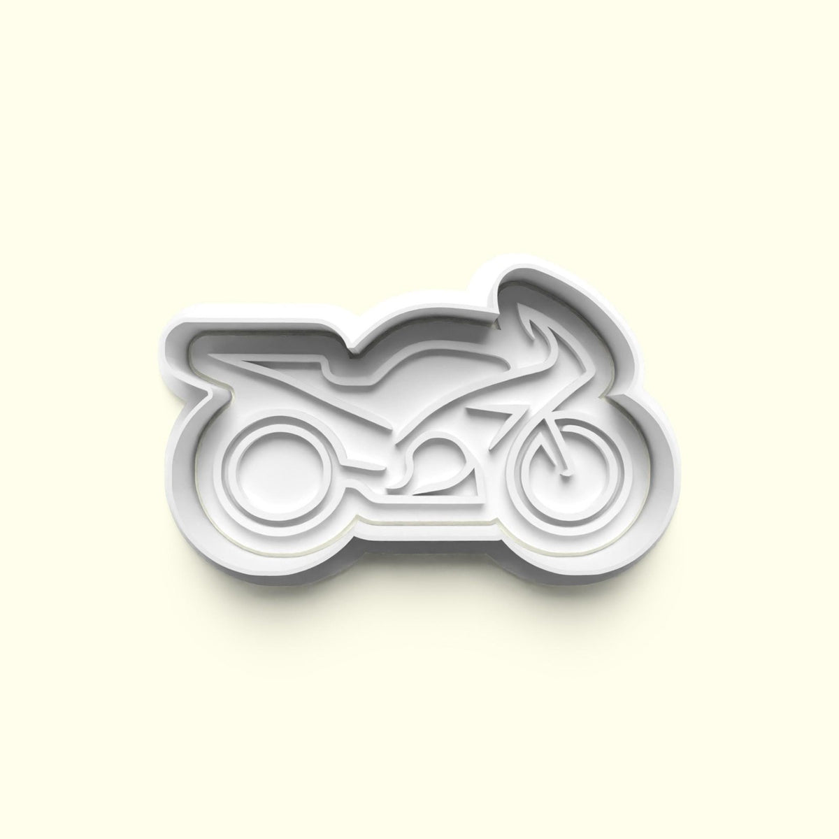Moto GP Superbikes Cookie Cutter and Embosser Stamp Set. Handmade gift item.