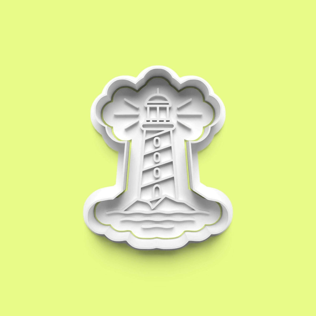 Lighthouse Sea Scene Cookie Cutter and Embosser Stamp Set. Handmade gift item.