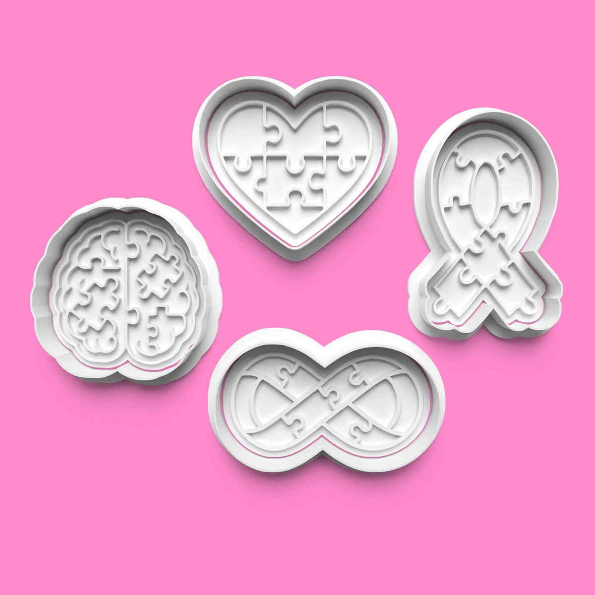 Autism Awareness Cookie Cutter & Embosser Set – 4-Piece Spectrum-Inspired Collec