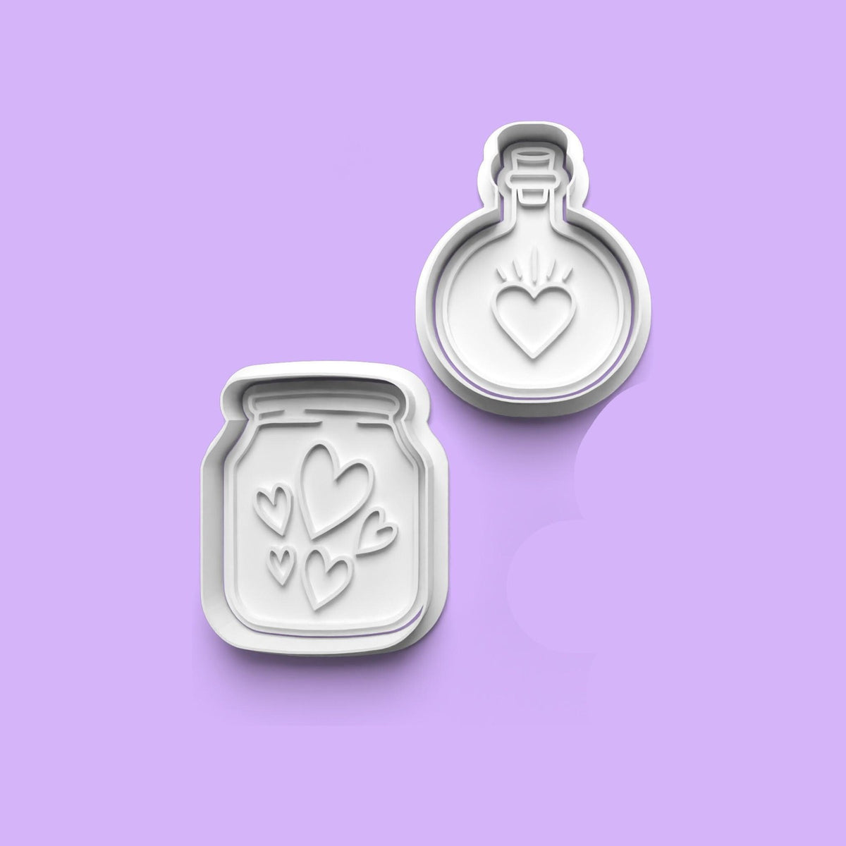 Heart Mason Jar, Calendar & Heart with Arrow Cookie Cutter Set | 3D Printed Lov