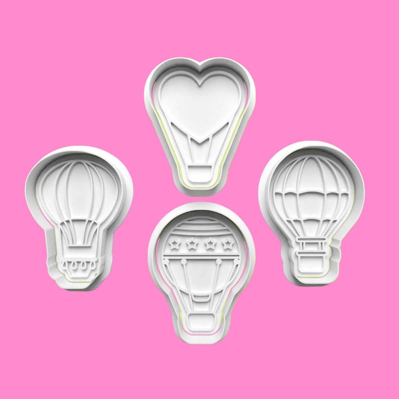 Hot Air Balloons Cookie Cutter and Embosser Stamp Set. Handmade gift item.