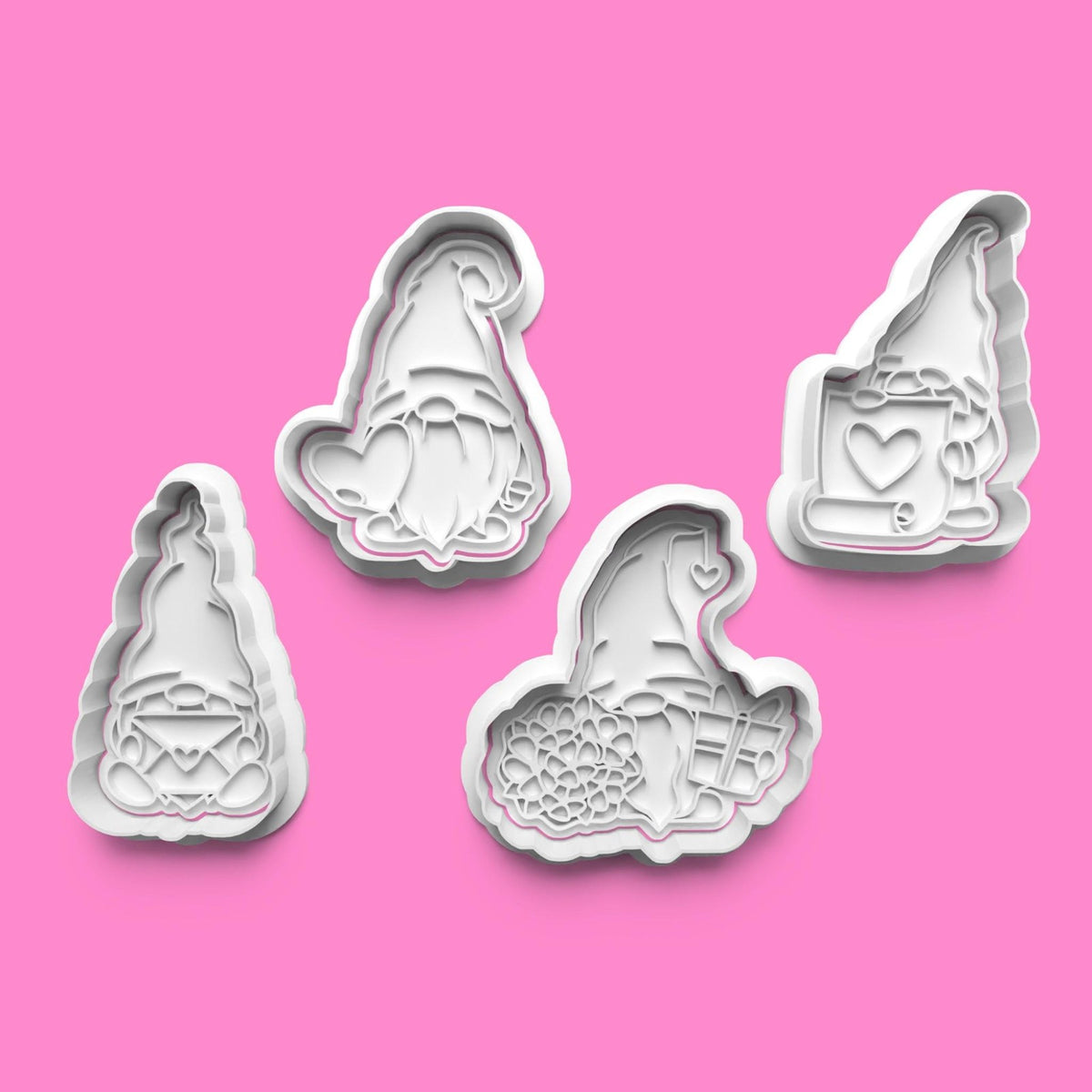 Valentine’s Day Gonk Cookie Cutter Set | 3D Printed Love Gnome with Hearts & Pr