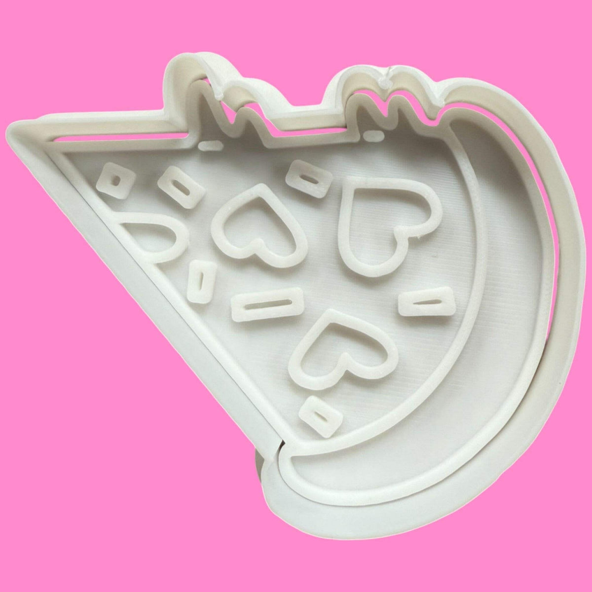 Love Heart Pizza Slice with Dripping Cheese Cookie Cutter & Stamp | PLA