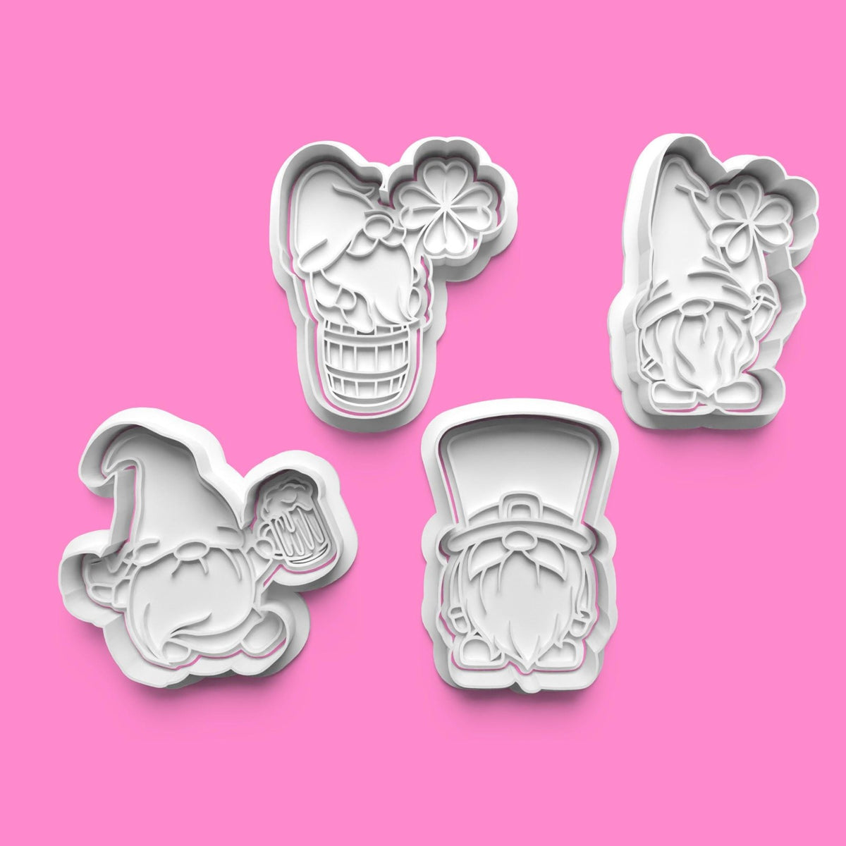 St. Patrick’s Day Gonk Cookie Cutter Set | Lucky Gnome with Four-Leaf Clover Cu