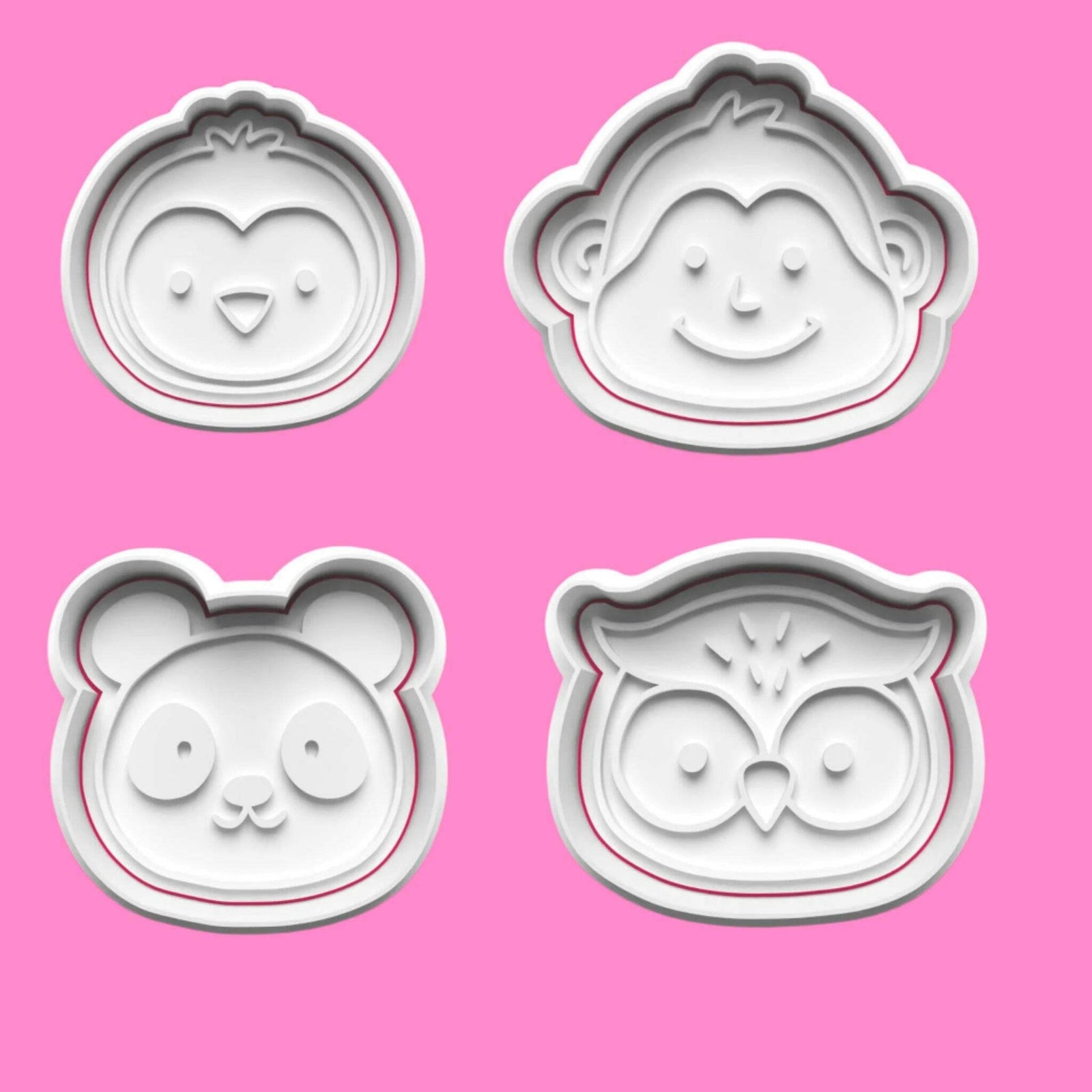 Animal Heads Bulk complete set of 20 Cookie Cutters and Embosser Set. Handmade g
