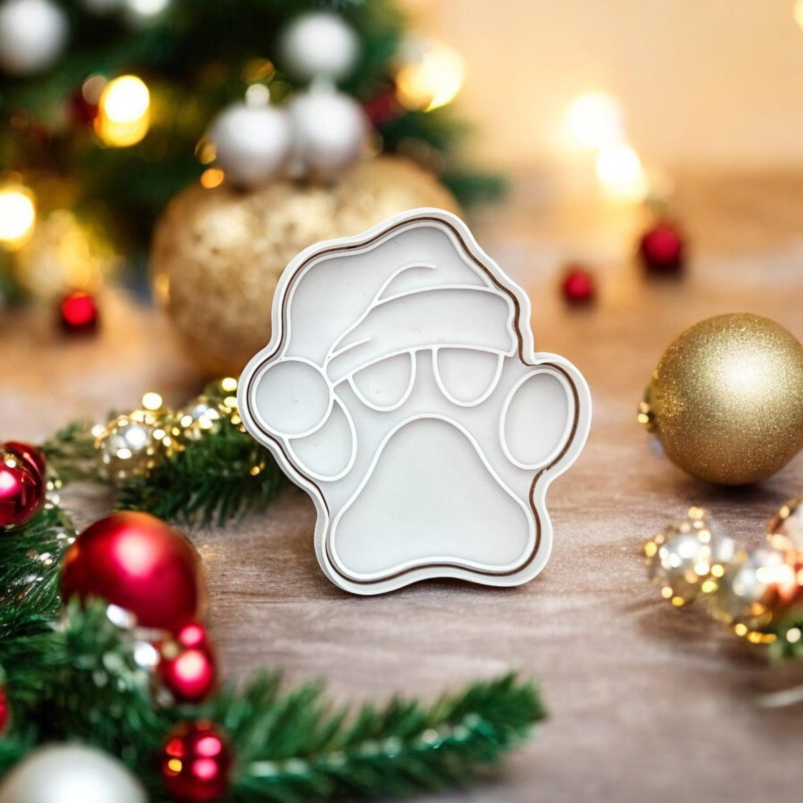 Dog Paw print Santa Hat Cutter and Embosser Set