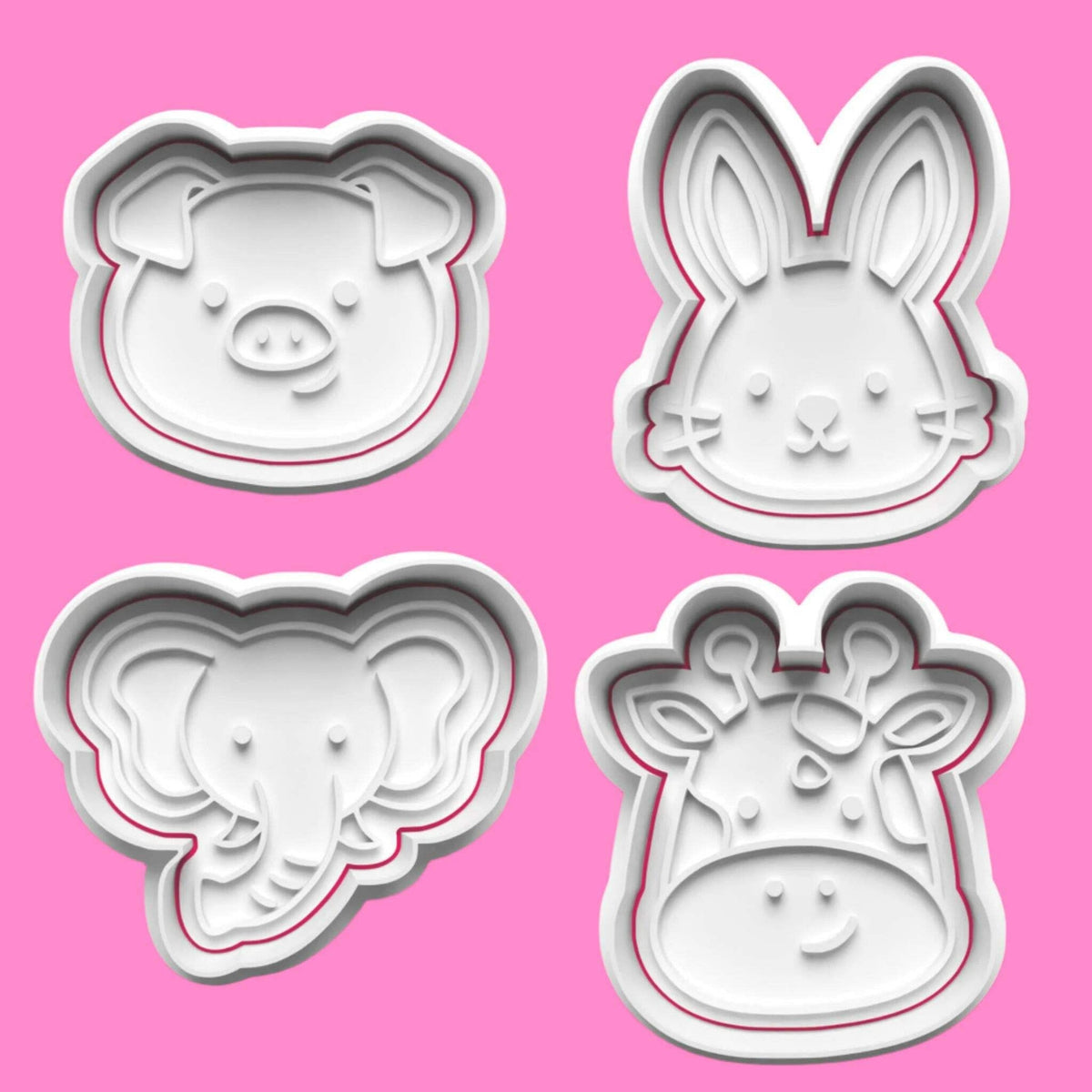 Animal Heads Bulk complete set of 20 Cookie Cutters and Embosser Set. Handmade g