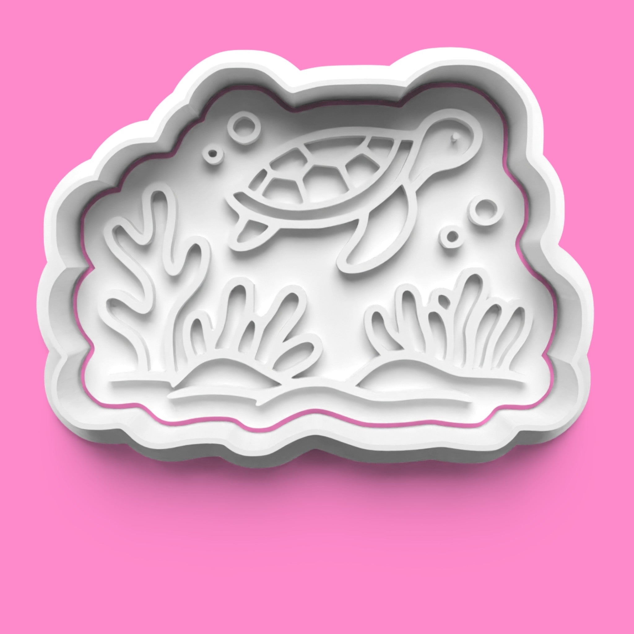 Coral Reef Cookie Cutter & Stamp Set | Tropical Beach, Sea Turtle, Dolphin & Coral Reef Designs | 7cm - 10cm