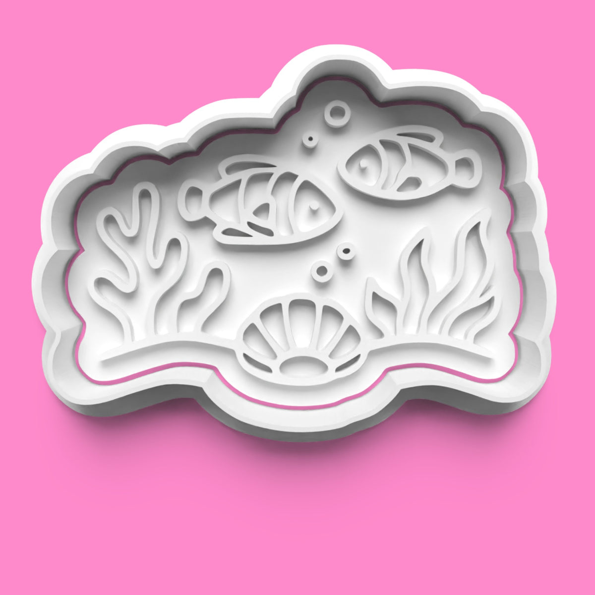 Coral Reef Cookie Cutter & Stamp Set | Tropical Beach, Sea Turtle, Dolphin & Coral Reef Designs | 7cm - 10cm