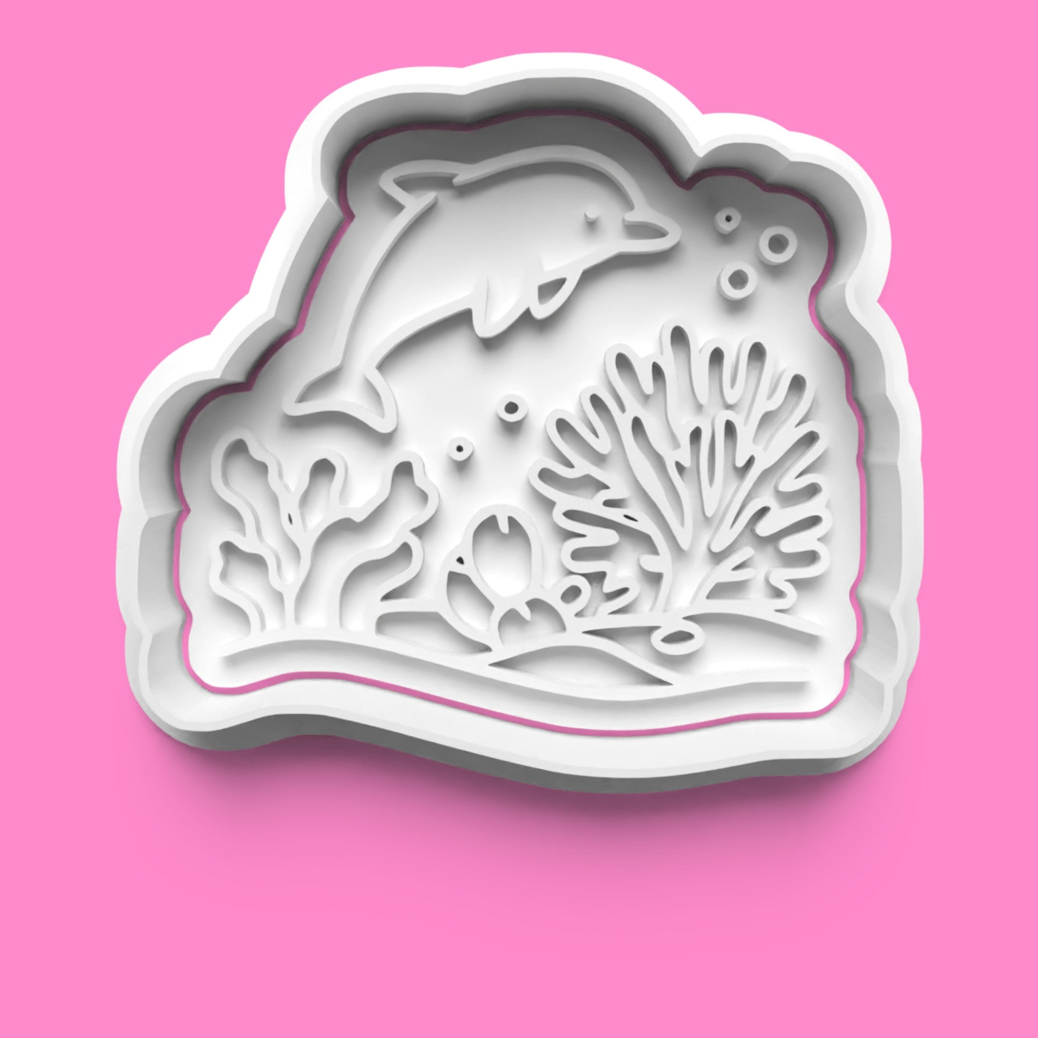 Coral Reef Cookie Cutter & Stamp Set | Tropical Beach, Sea Turtle, Dolphin & Coral Reef Designs | 7cm - 10cm