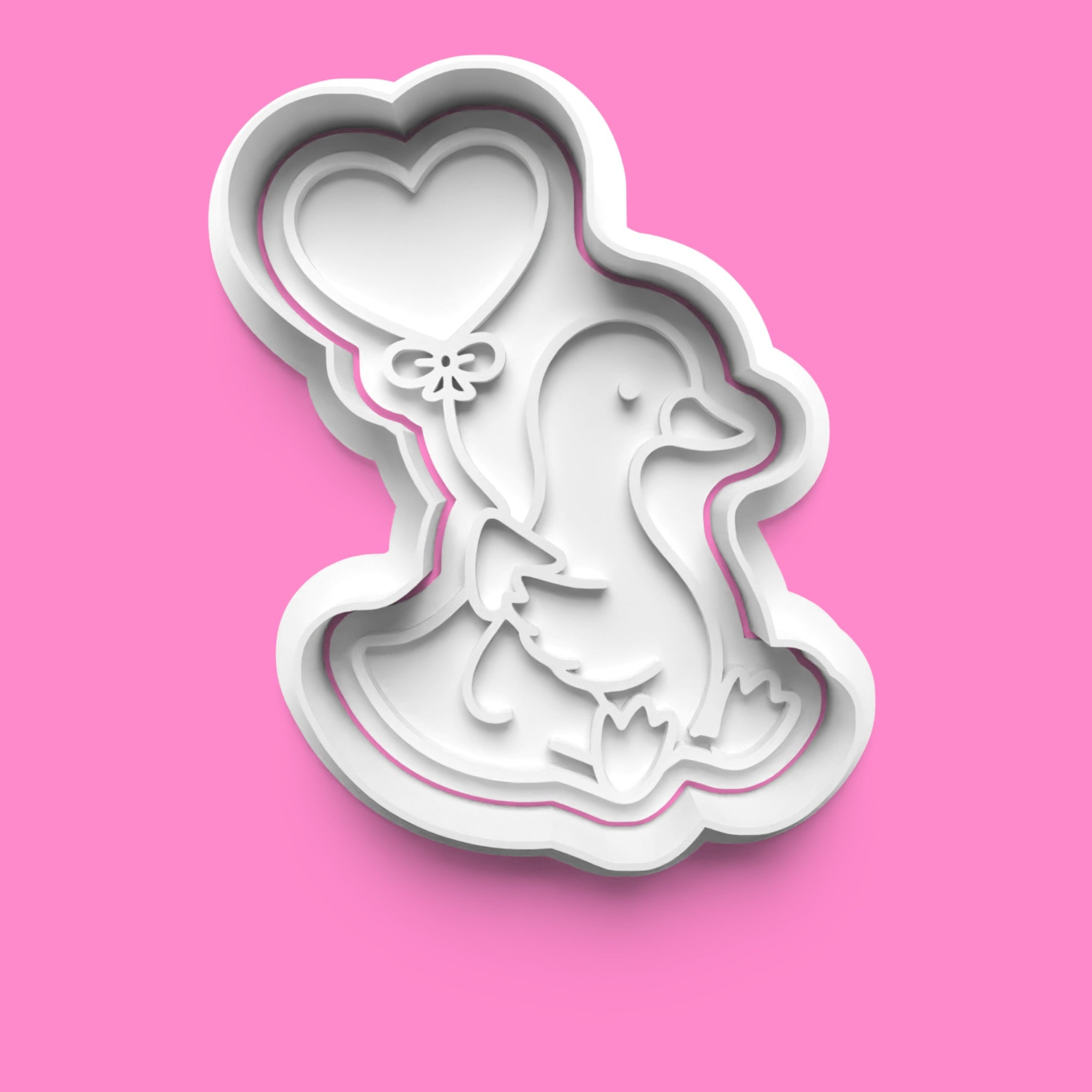Goose in Love Cookie Cutter & Stamp Set | Cute Valentine's & Wedding Duck Designs | 7cm - 10cm
