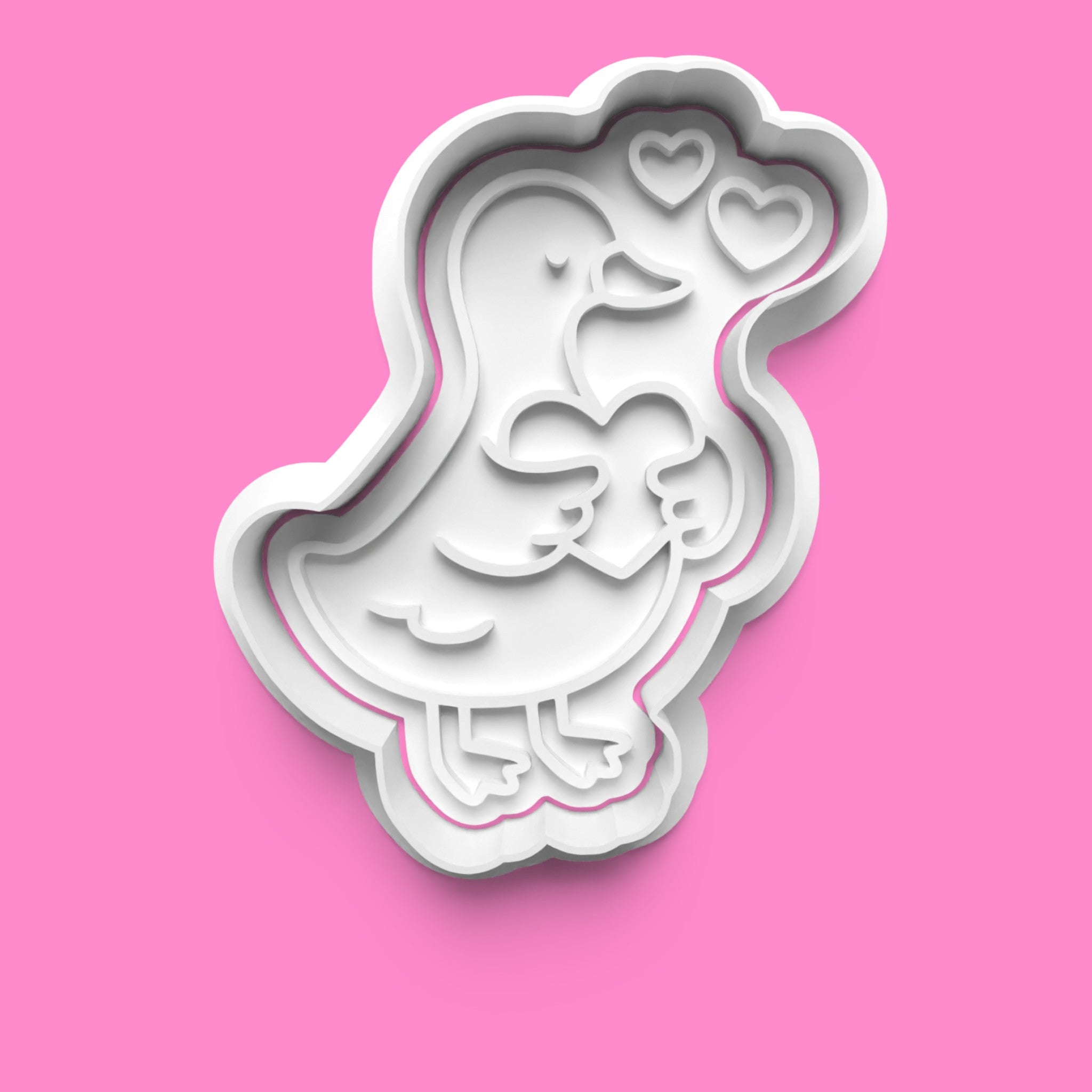 Goose in Love Cookie Cutter & Stamp Set | Cute Valentine's & Wedding Duck Designs | 7cm - 10cm