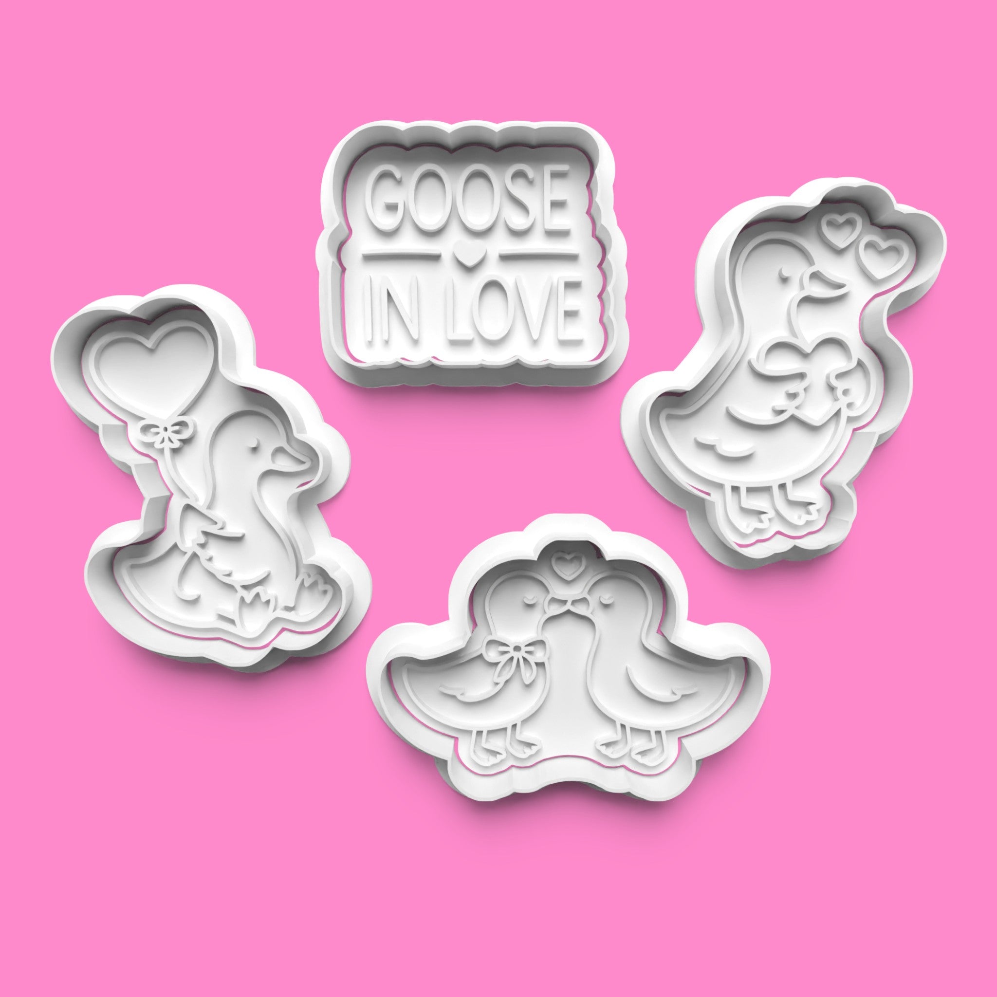 Goose in Love Cookie Cutter & Stamp Set | Cute Valentine's & Wedding Duck Designs | 7cm - 10cm