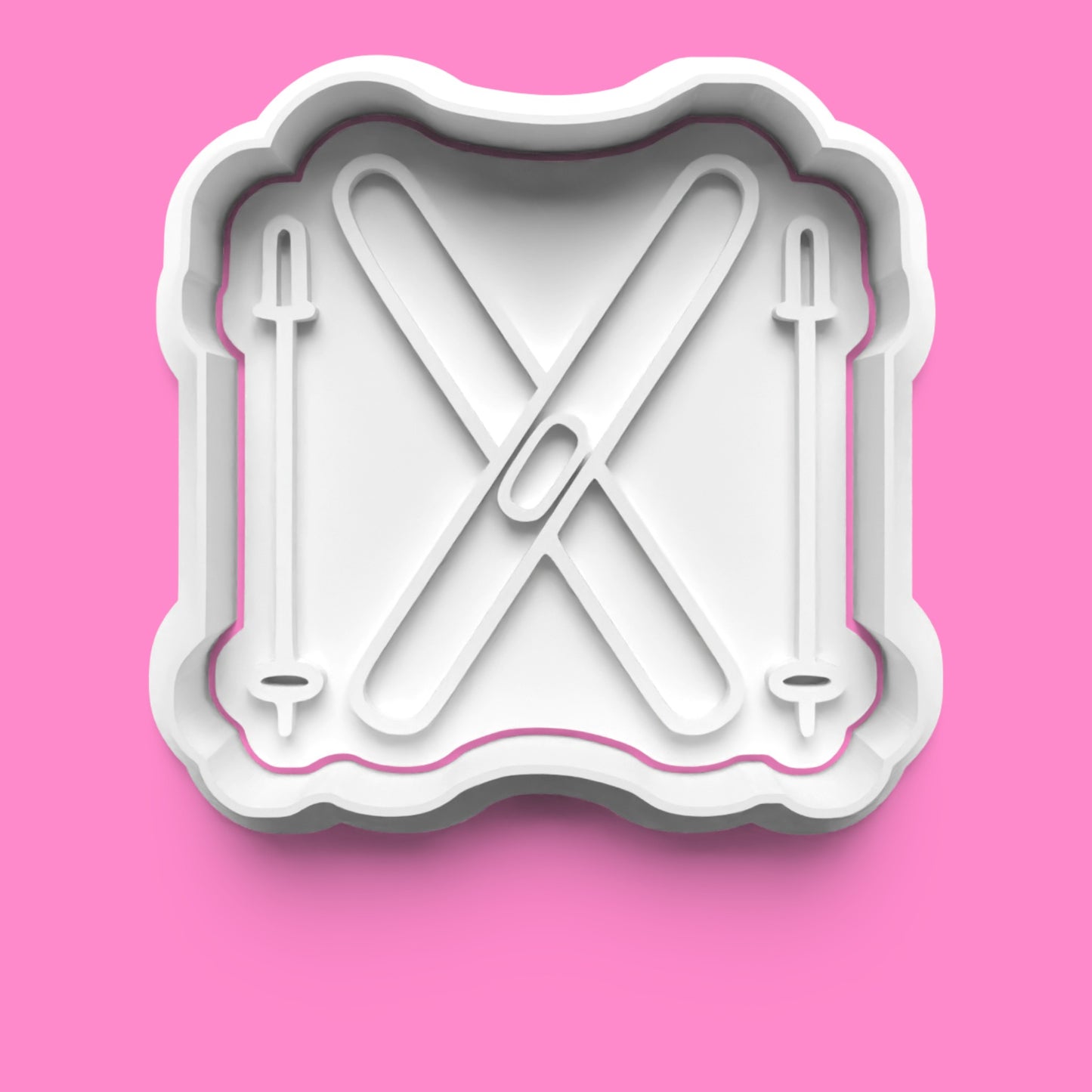 Winter Ski Resort Cookie Cutter & Stamp Set | Skier, Chairlift, Ski Goggles Helmet & Crossed Skis Designs | 7cm - 10cm