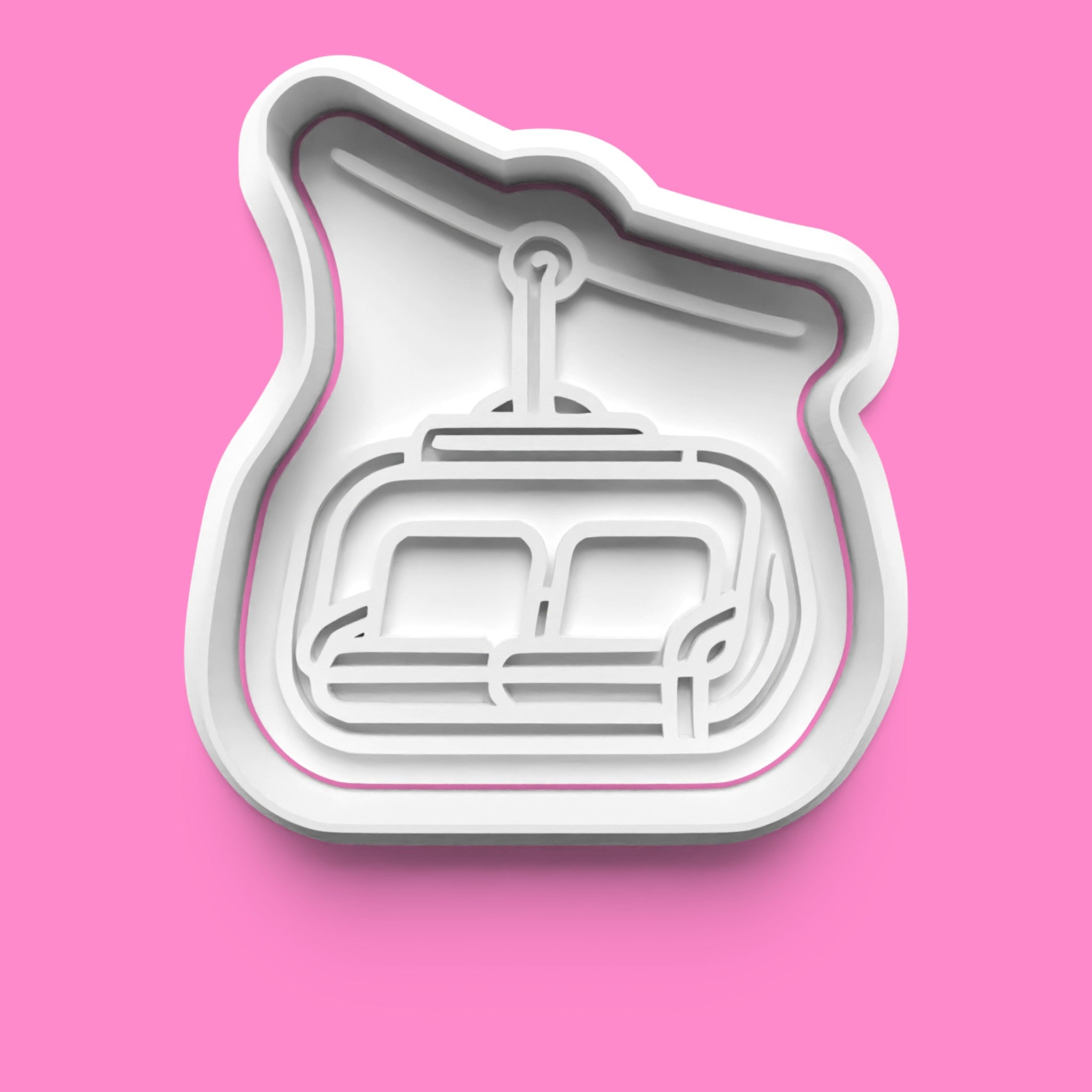 Winter Ski Resort Cookie Cutter & Stamp Set | Skier, Chairlift, Ski Goggles Helmet & Crossed Skis Designs | 7cm - 10cm