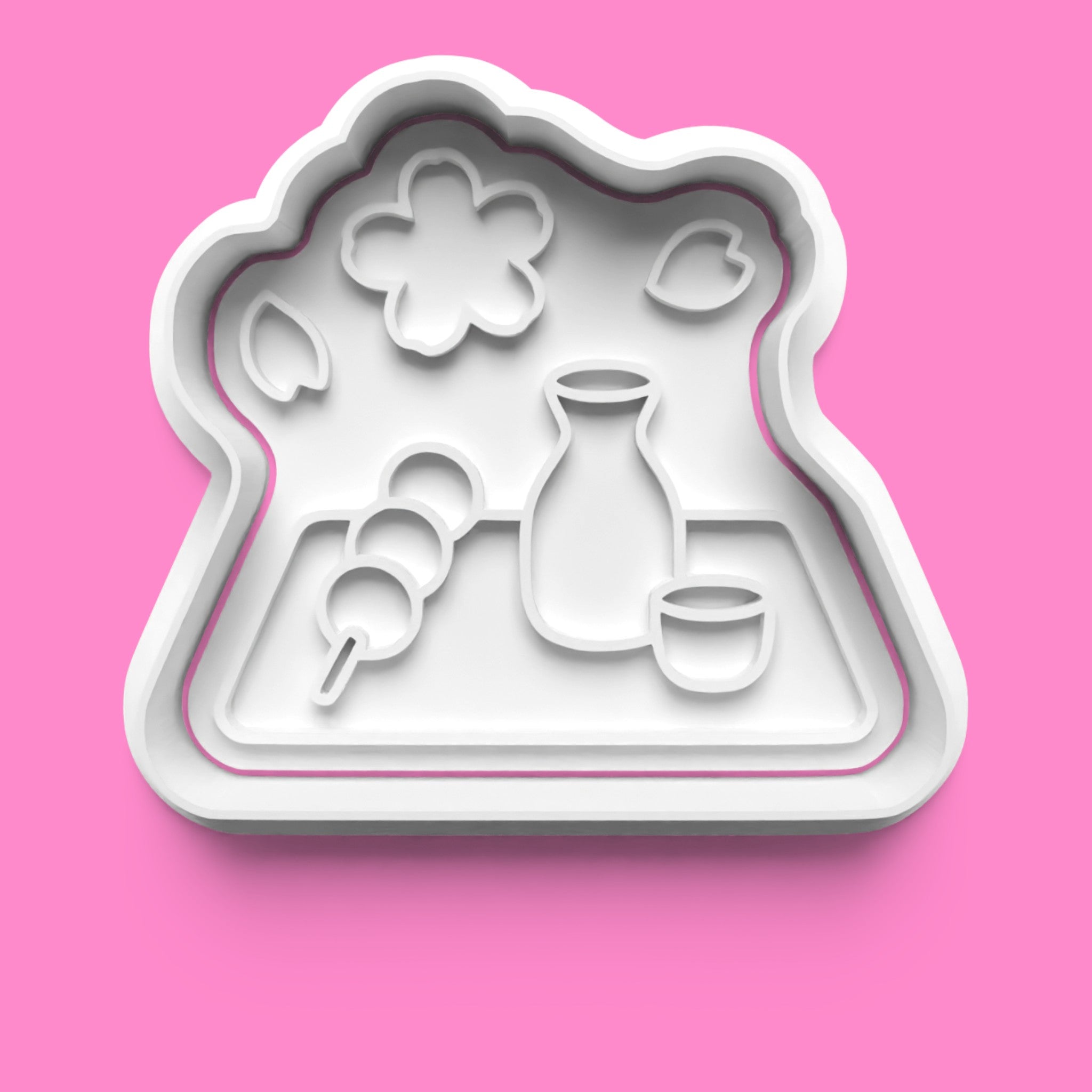 Japanese Cherry Blossom Sakura Cookie Cutter & Stamp Set | Sakura Tree, Blossom Branch & Traditional Picnic Designs | 7cm - 10cm