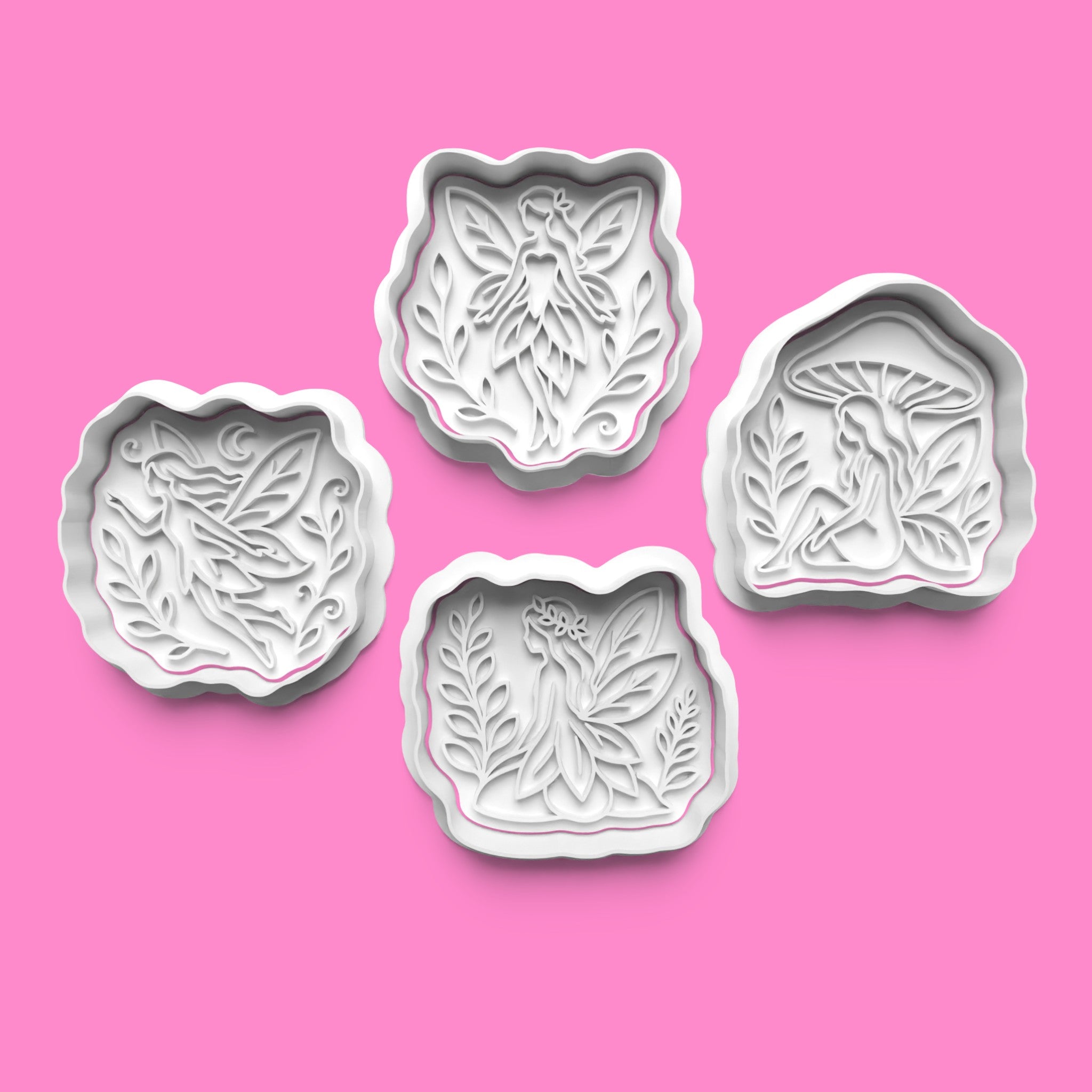 Fairy Cookie Cutter & Embosser Set – Botanical Woodland Fairy Set of 4 (3 Sizes)