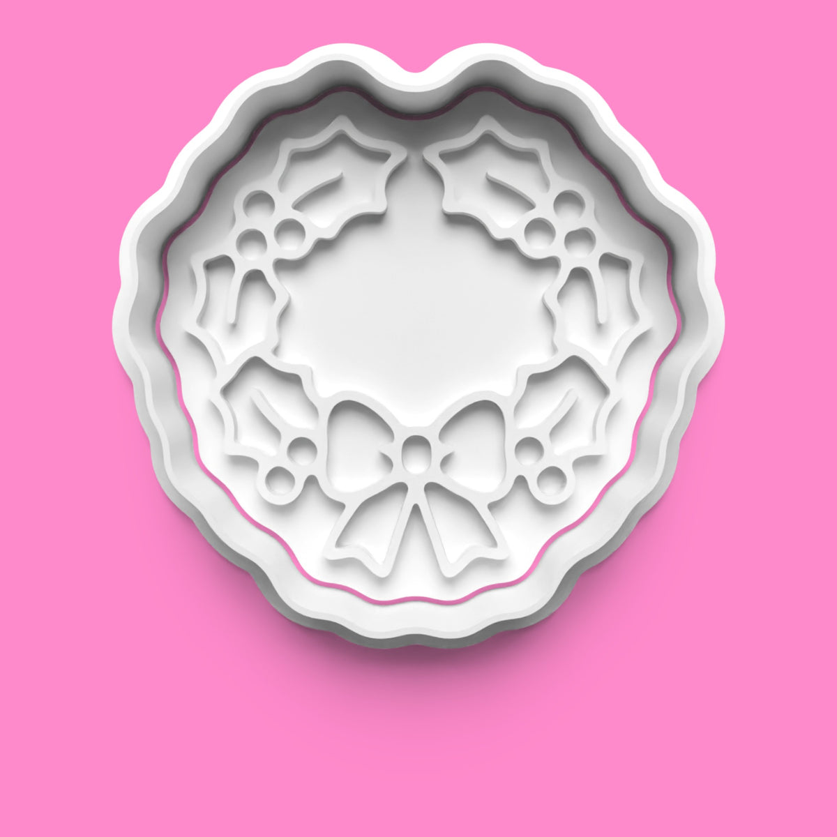 Christmas Wreath Cookie Cutter & Embosser Set of 4 | 7cm, 8cm & 10cm.
