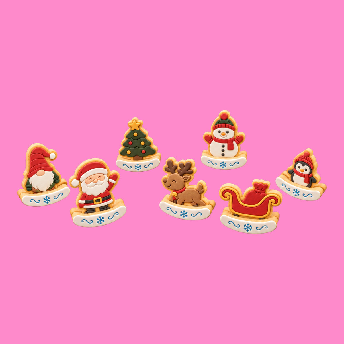 Christmas Rocking Characters Cookie Cutter & Embosser Set of 8
