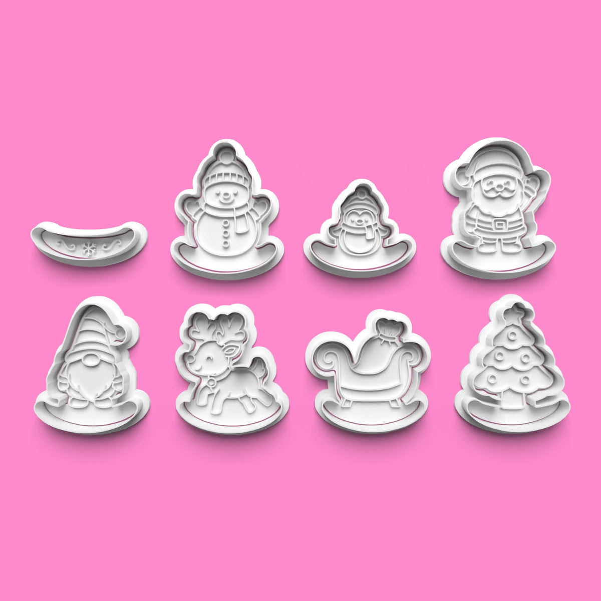Christmas Rocking Characters Cookie Cutter & Embosser Set of 8