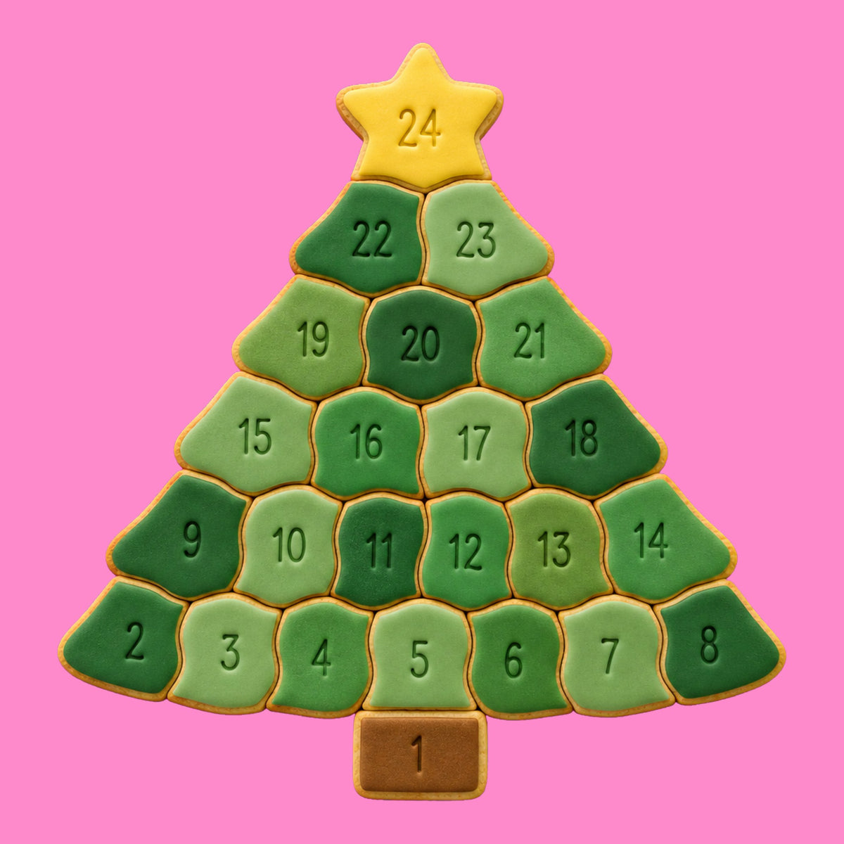 Christmas Tree Advent Calendar Cookie Cutter & Embosser Set – 24 Days