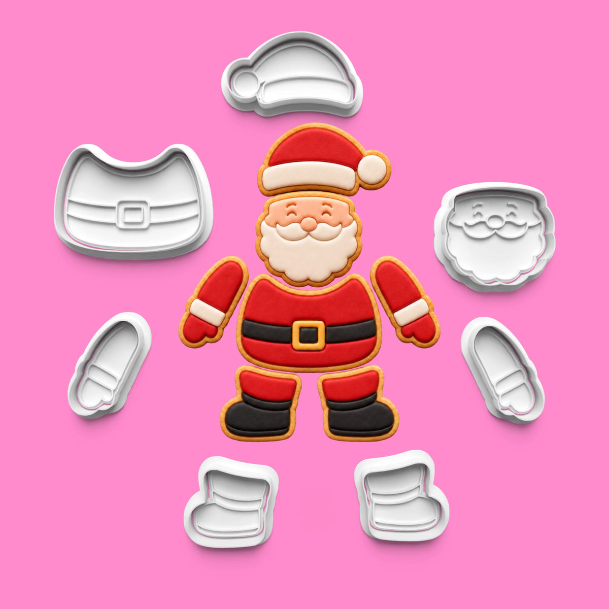 Santa Claus Cookie Cutter Set – Christmas Santa Face, Hat, Body, Arms & Boots