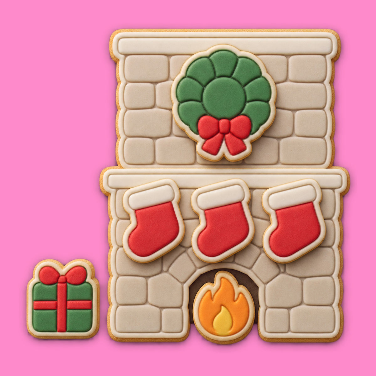 Christmas Fireplace Cookie Cutter & Embosser Set – Festive Baking.