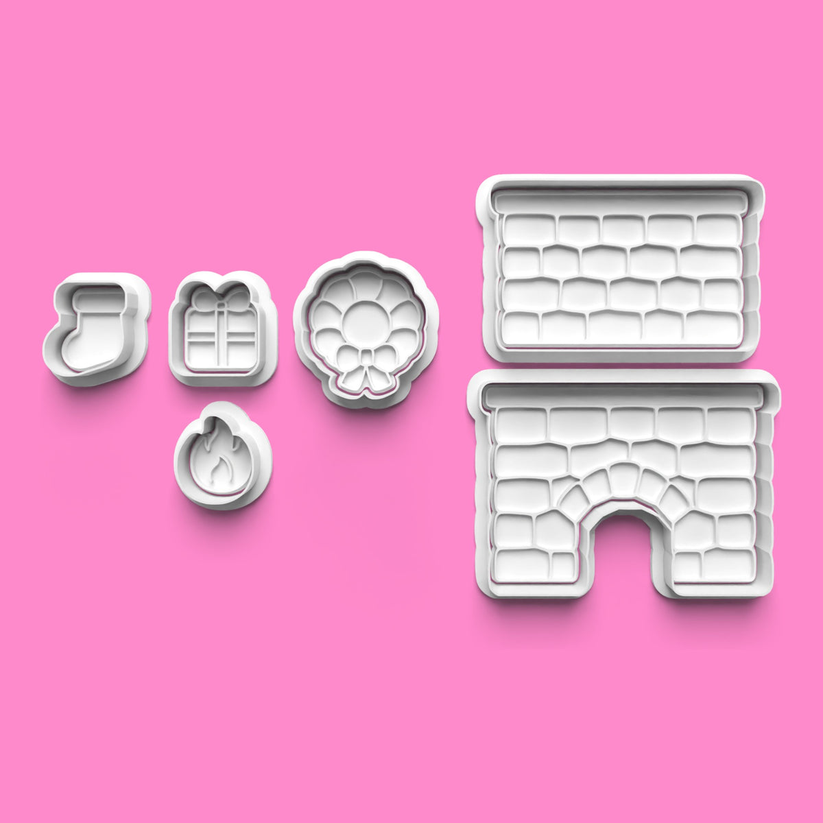 Christmas Fireplace Cookie Cutter & Embosser Set – Festive Baking.