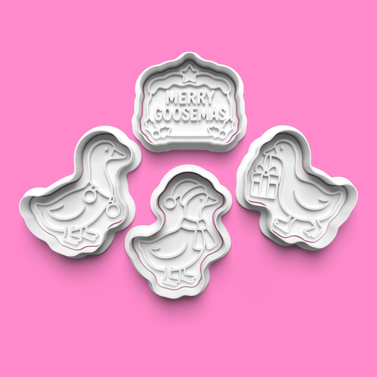 Merry Goosemas Christmas Goose Cookie Cutter & Embosser Set