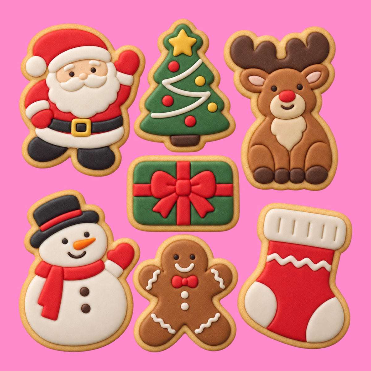 Classic Christmas Cookie Cutter & Embosser Set – 7 Piece.