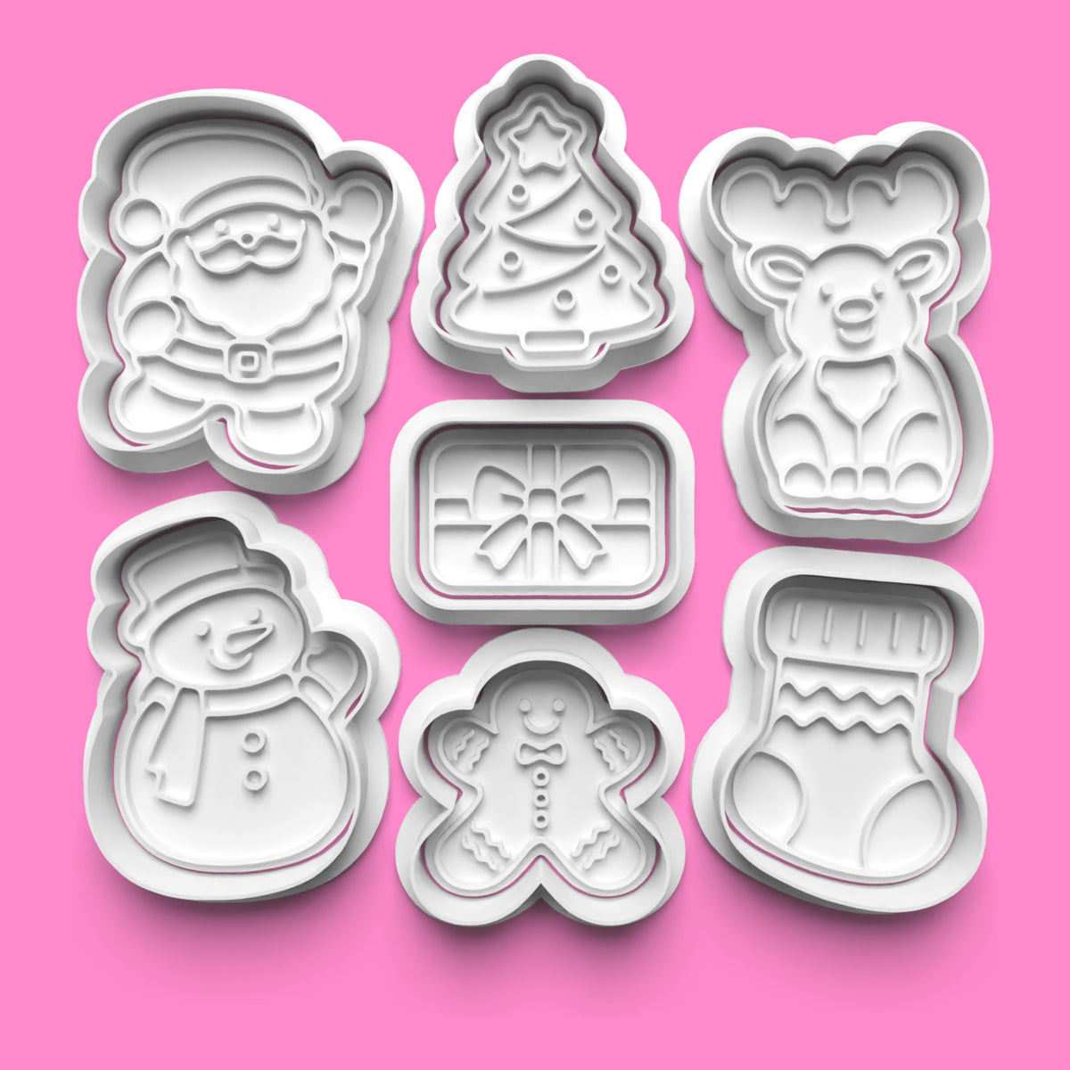 Classic Christmas Cookie Cutter & Embosser Set – 7 Piece.