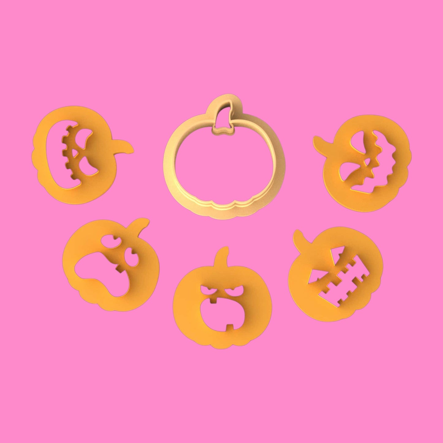 Jack-O'-Clay Lantern Cutter Set – 5 Spooky Pumpkin Faces + Base