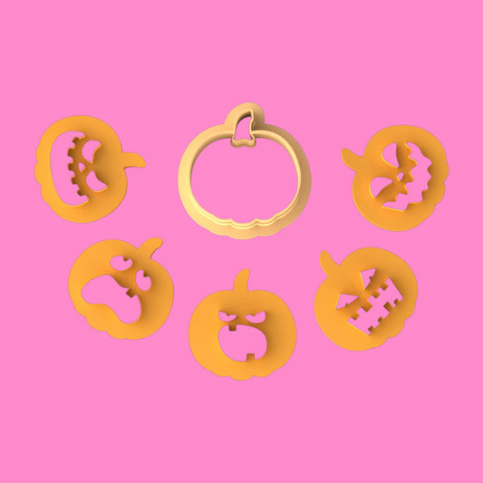 Jack-O'-Clay Lantern Cutter Set – 5 Spooky Pumpkin Faces + Base