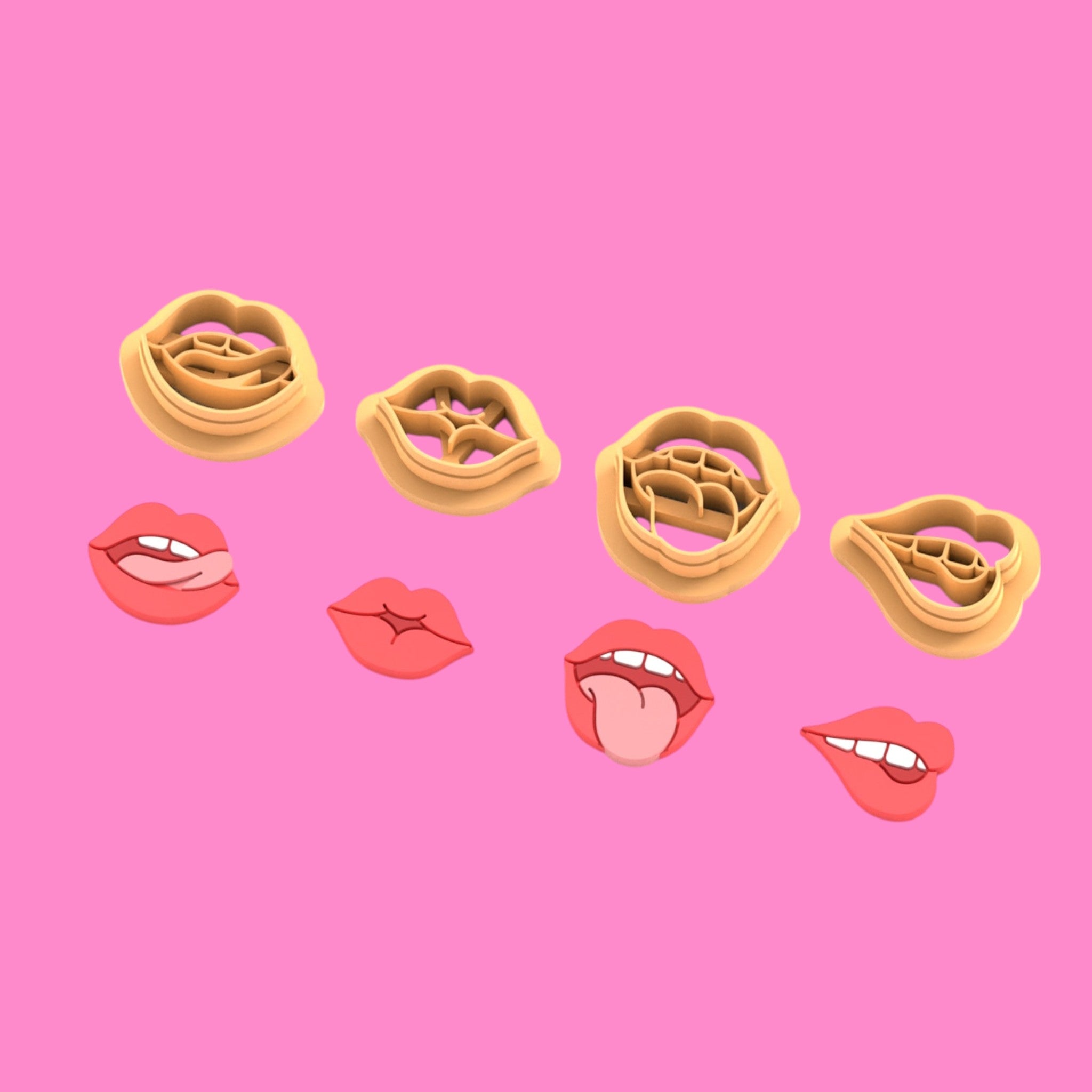 Naughty & Nice Lips Clay Cutter Set – Flirty Mouth Expressions Polymer Clay Tools