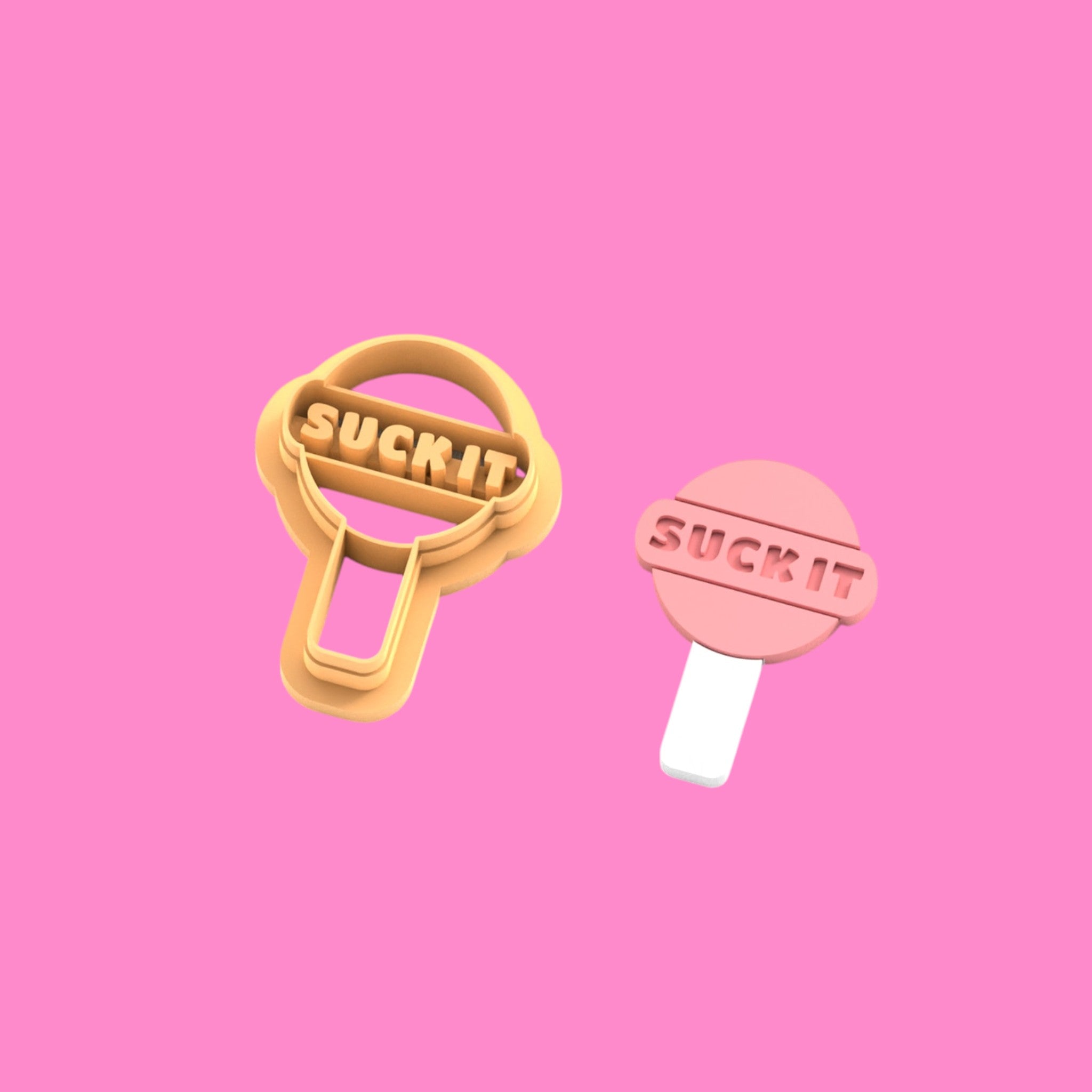 "Suck It" Lollipop Clay Cutter – Sassy Candy-Themed Polymer Clay & Cookie Tool