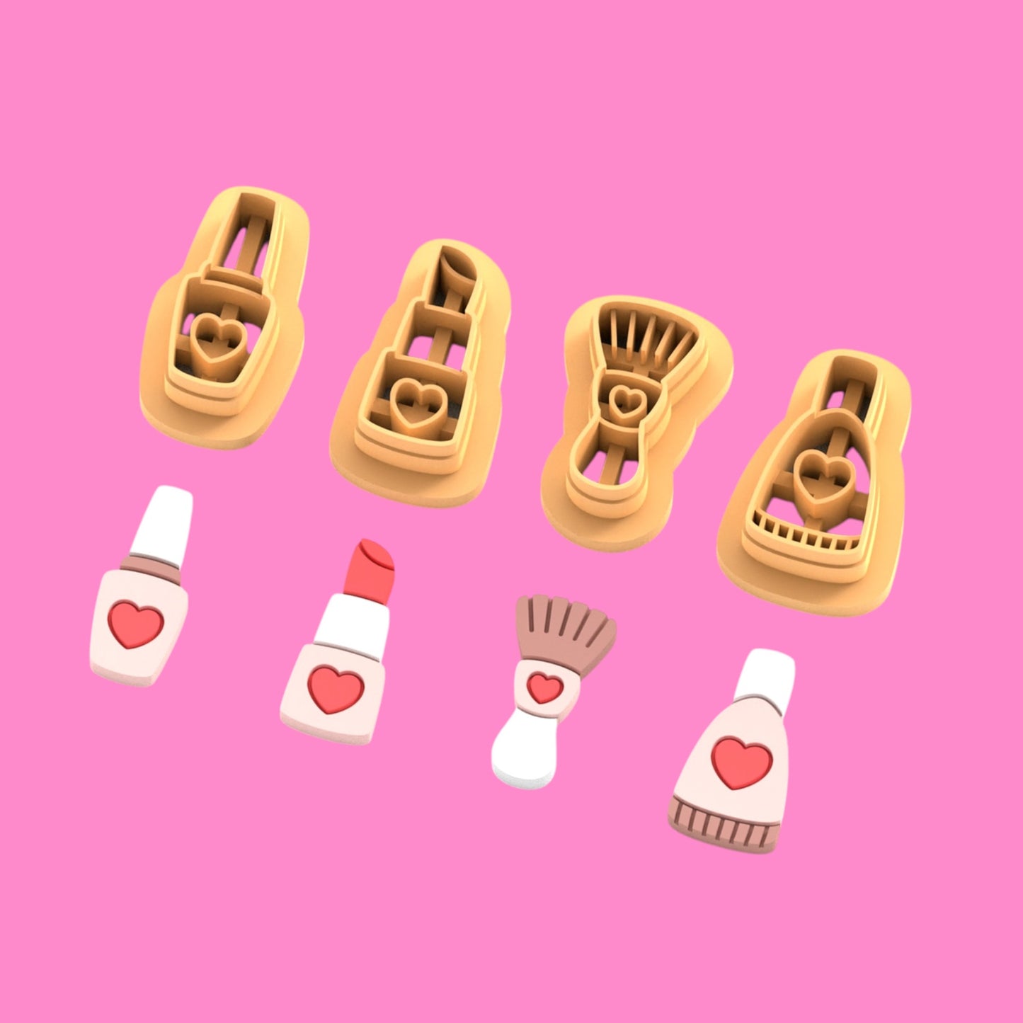 Valentine’s Glam Makeup Clay Cutter Set – Heart-Themed Lipstick, Polish & Beauty Tools