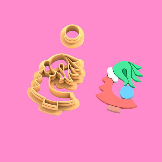 Grinch-Inspired Christmas Tree with Stealing Hand Clay Cutter – Festive Polymer Clay & Cookie Tool