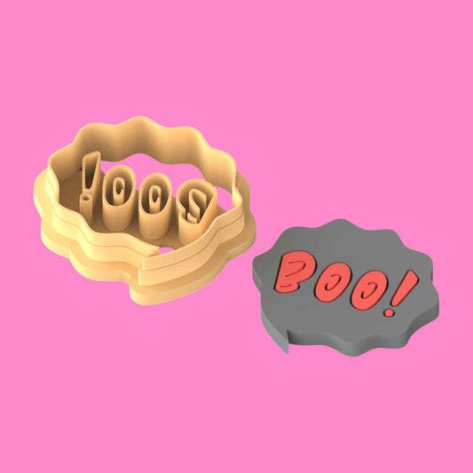 “BOO!” Speech Bubble Clay Cutter – Spooky Statement in 5 Sizes or Full Set