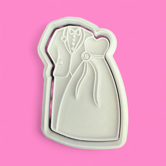 Bride & Groom Cookie Cutter & Embosser – Elegant Wedding Design