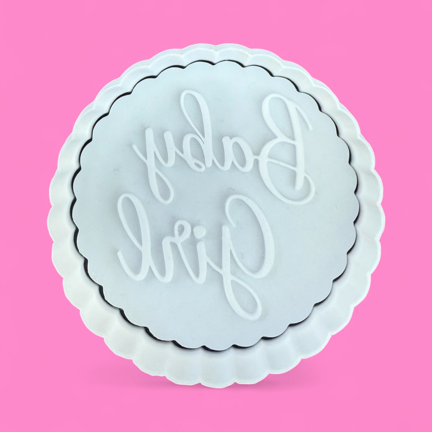 “Baby Girl” Cookie Embosser & Cutter Set – Scalloped Edge (8cm)